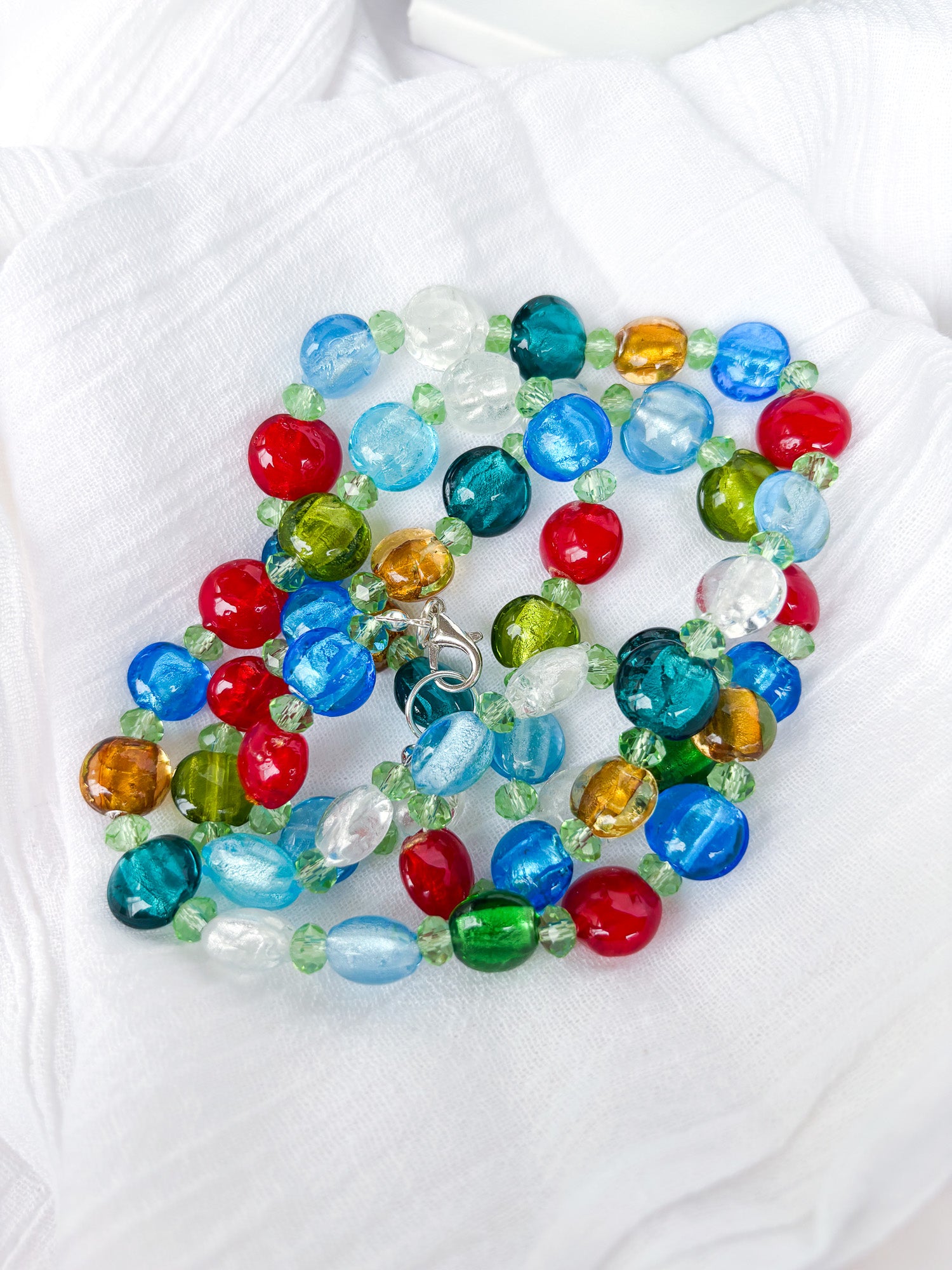 Multi colour round beaded necklace - Beadsmith