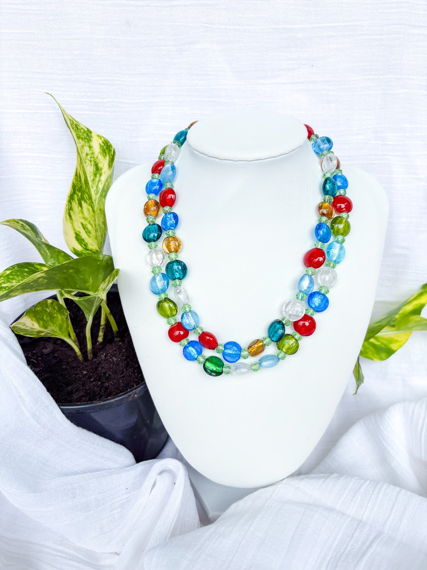 Multi colour round beaded necklace - Beadsmith