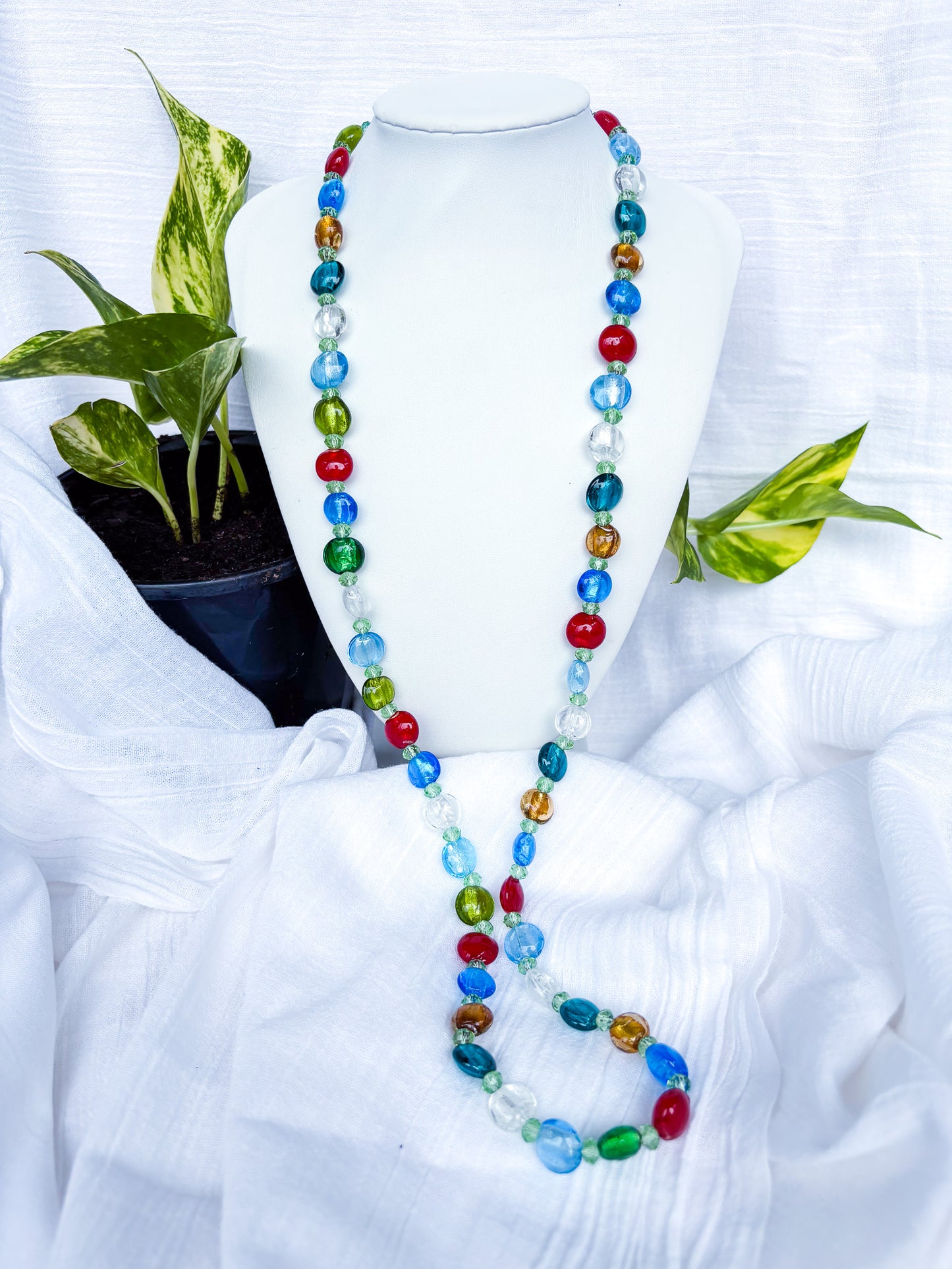 Multi colour round beaded necklace - Beadsmith