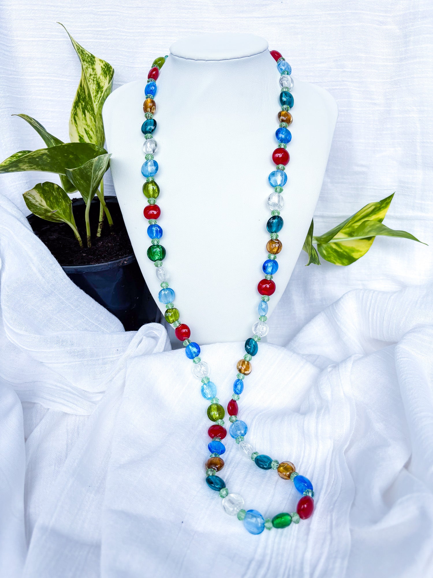 Multi colour round beaded necklace - Beadsmith
