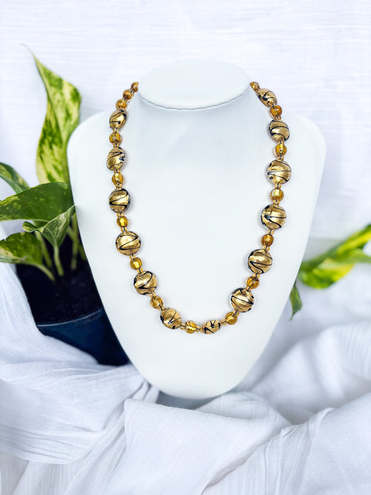 Handmade Gold and black detail Foiled Bead Necklace - Beadsmith