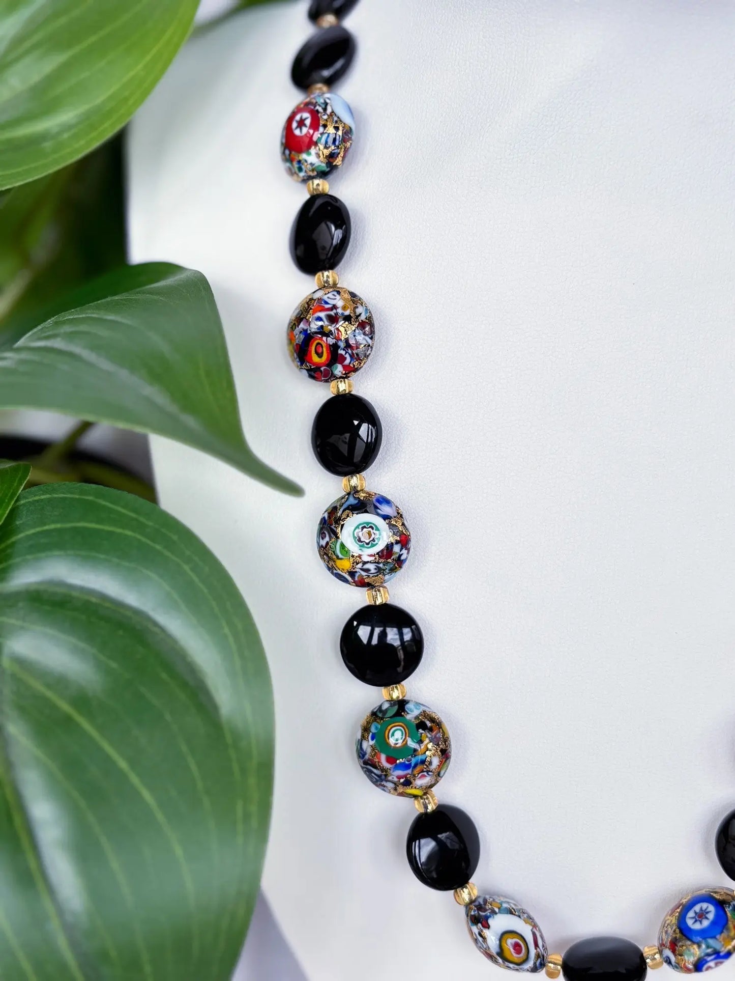 Black and red with gold flecks beaded necklace - Beadsmith