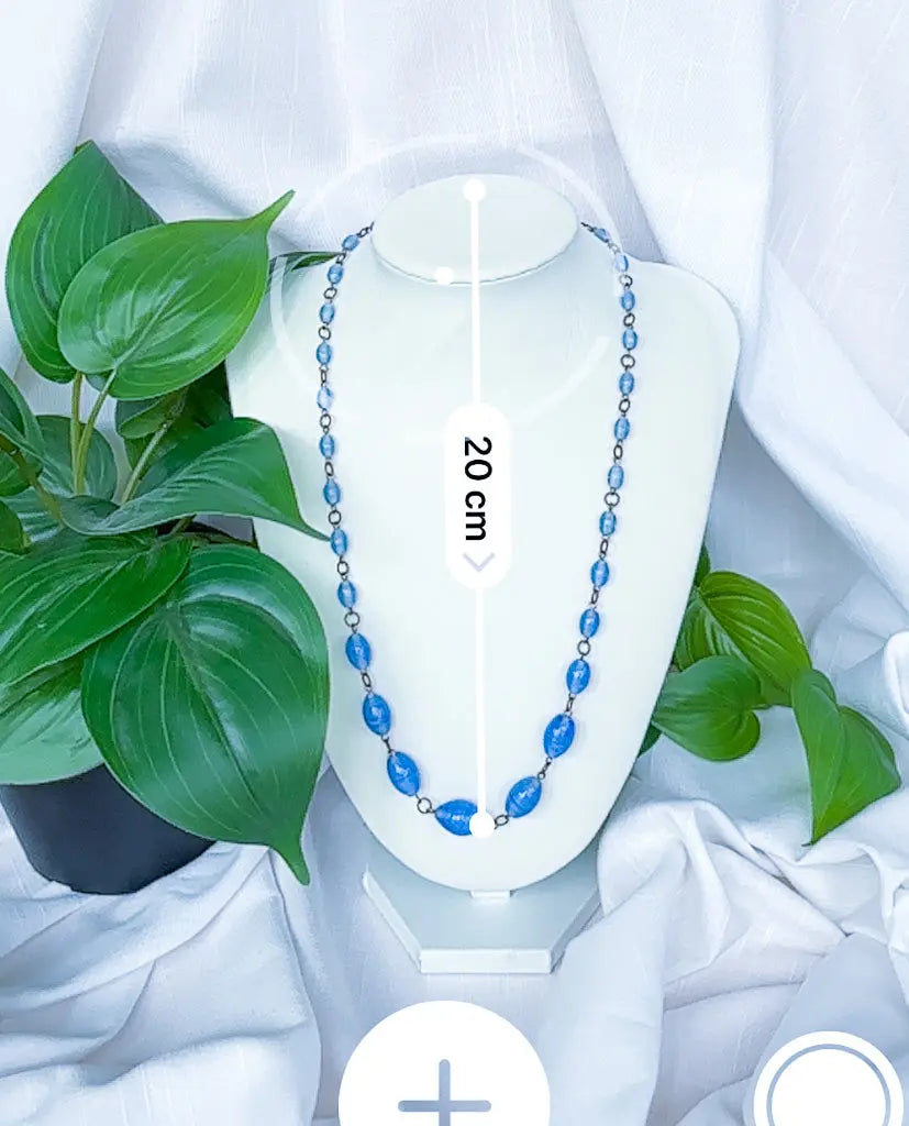 Blue and bronze chain beaded necklace - Beadsmith