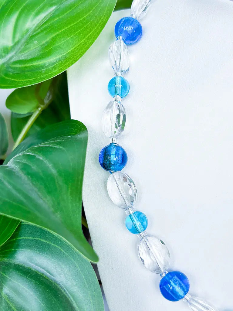 Blue and white Czech glass beaded necklace - Beadsmith