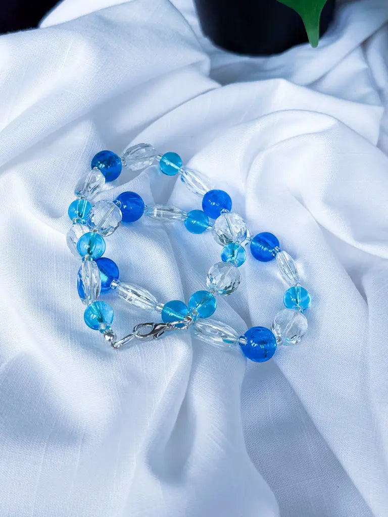 Blue and white Czech glass beaded necklace - Beadsmith