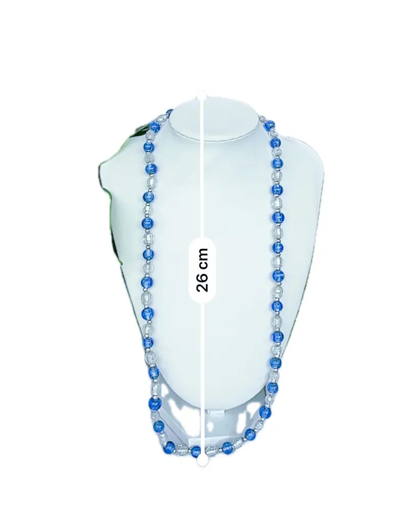 Blue round and white glass beaded necklace - Beadsmith