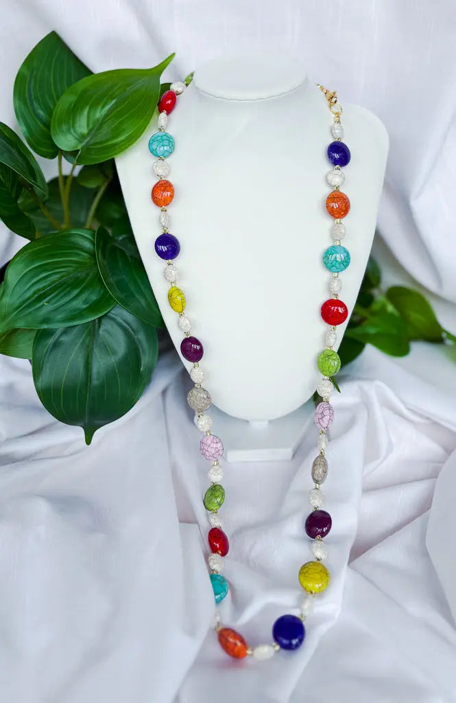 Chunky Crackle beaded multi colour necklace - Beadsmith