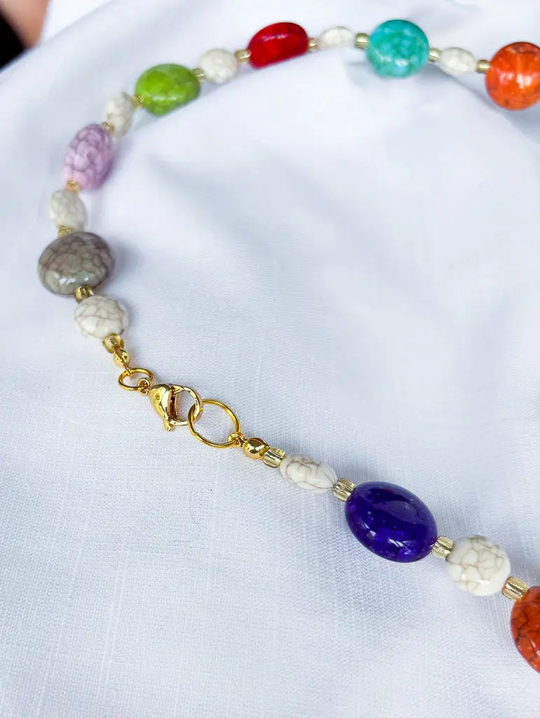 Chunky Crackle beaded multi colour necklace - Beadsmith