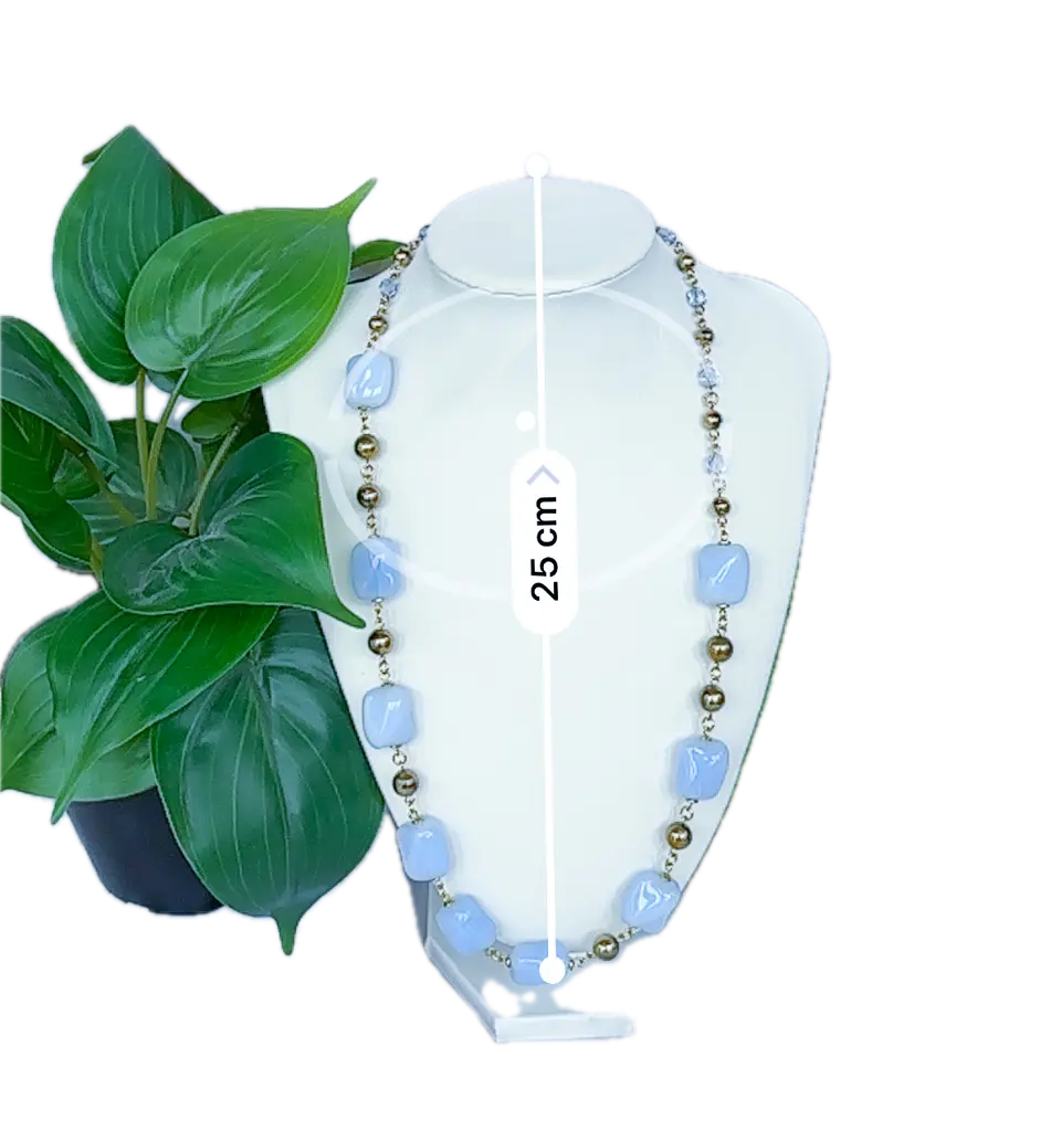 Chunky pale blue beads and gold detail necklace - Beadsmith
