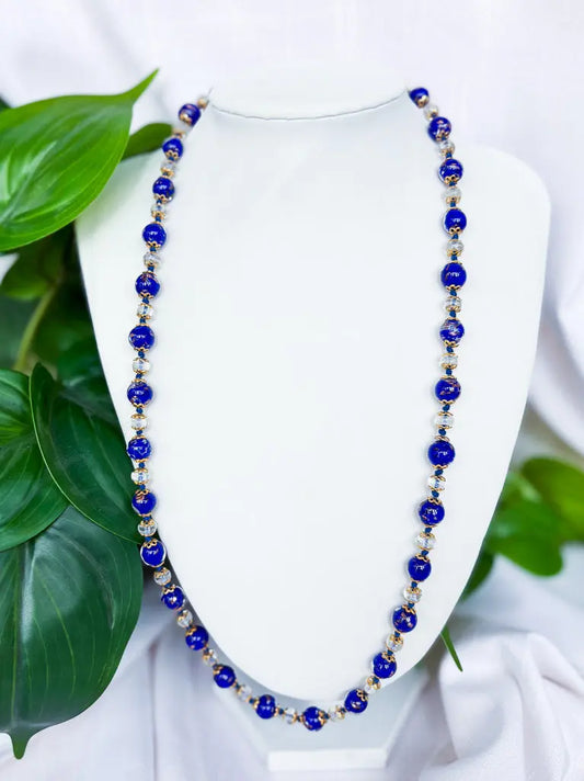 Dark blue beads with gold details beaded necklace - Beadsmith