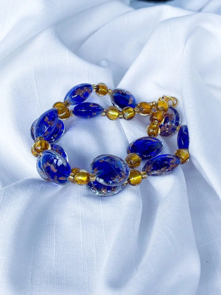 Exquisite Dark Blue Beads and Gold Detail Necklace - Beadsmith