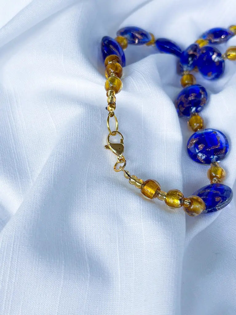 Exquisite Dark Blue Beads and Gold Detail Necklace - Beadsmith