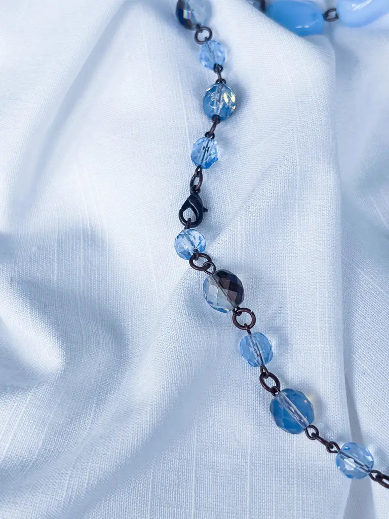 Murano baby blue beaded and bronze chain  necklace - Beadsmith