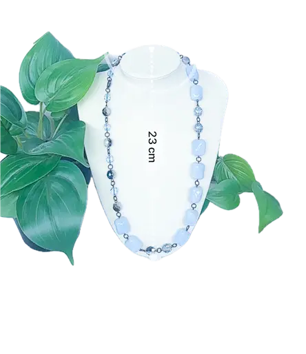 Murano baby blue beaded and bronze chain  necklace - Beadsmith