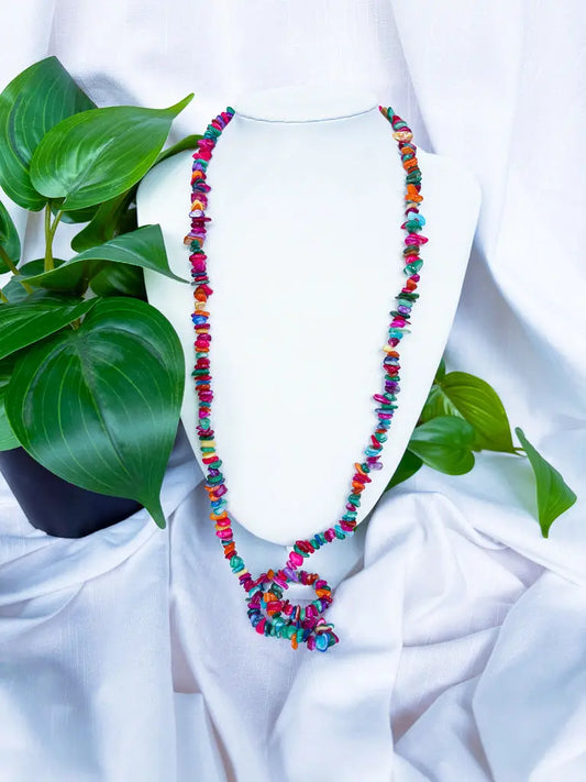 Rainbow long crystal shard beaded necklace - Beadsmith