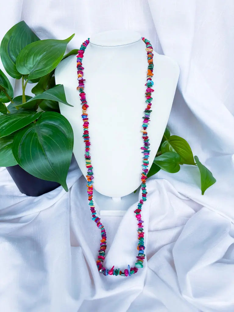 Rainbow long crystal shard beaded necklace - Beadsmith