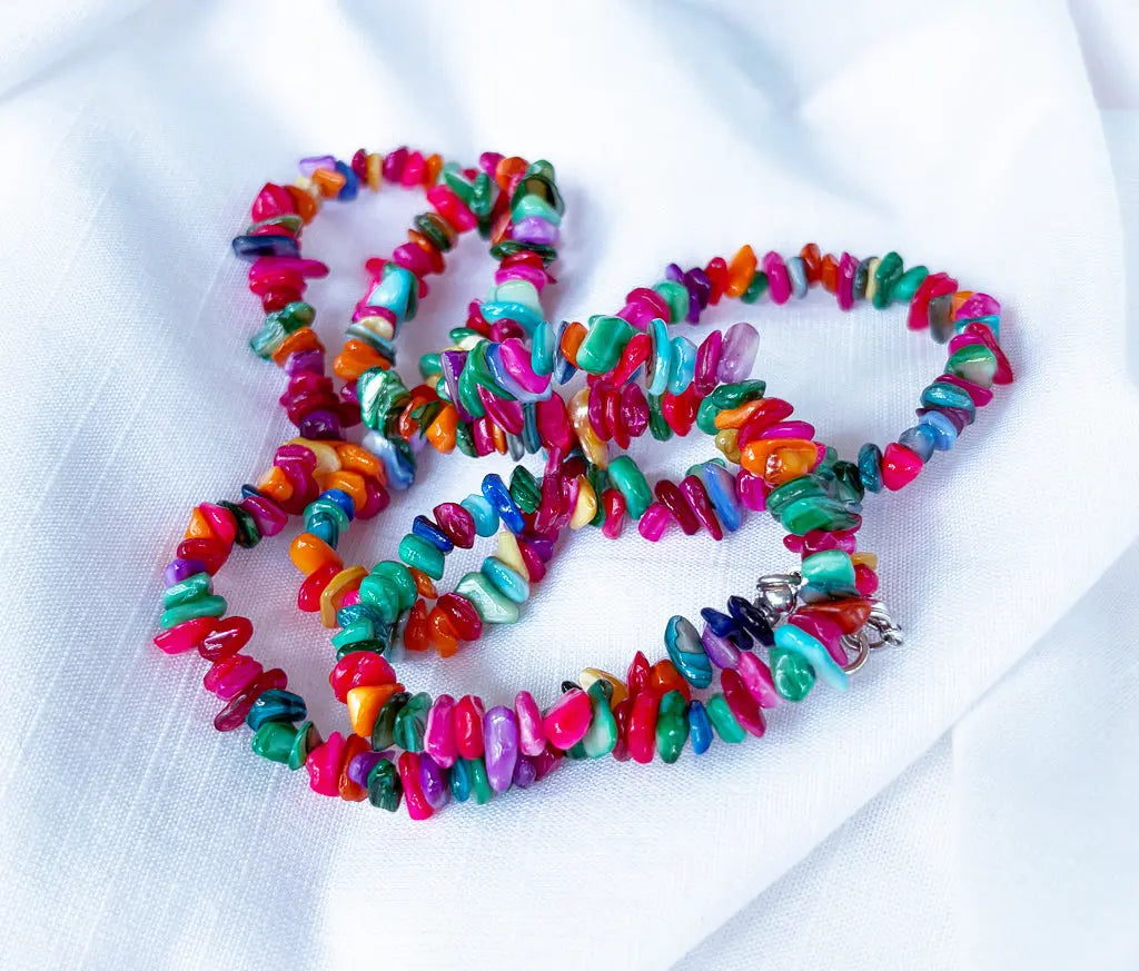 Rainbow long crystal shard beaded necklace - Beadsmith