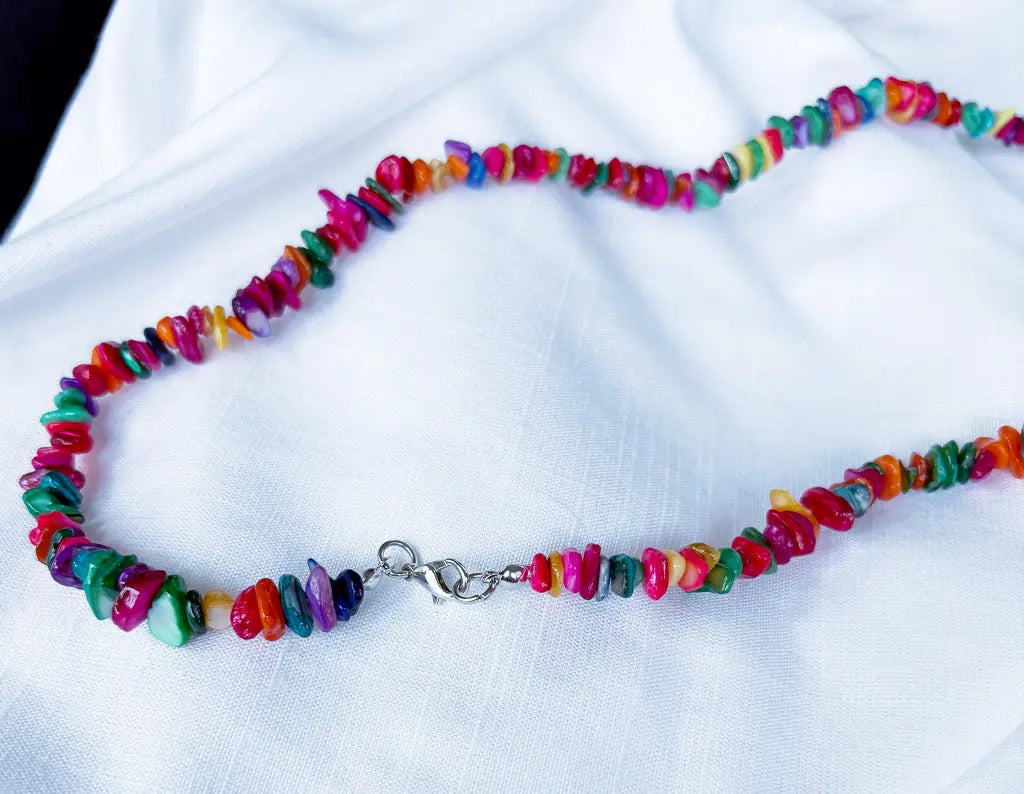 Rainbow long crystal shard beaded necklace - Beadsmith