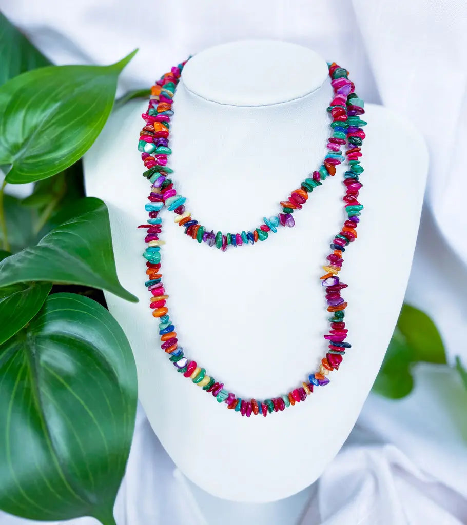 Rainbow long crystal shard beaded necklace - Beadsmith