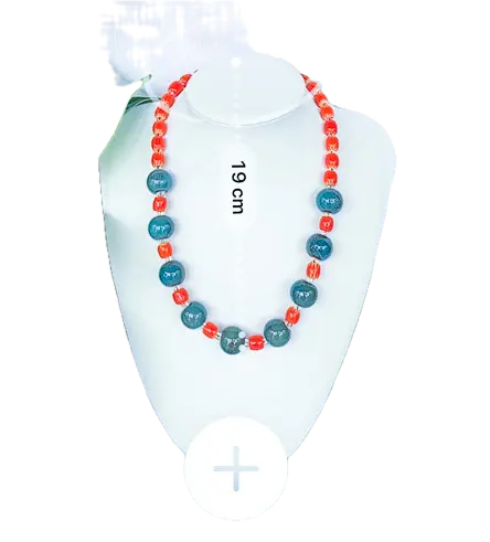Round Blue and Bright Orange Necklace - Beadsmith