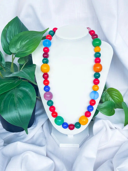 Round chunky rainbow beaded necklace - Beadsmith