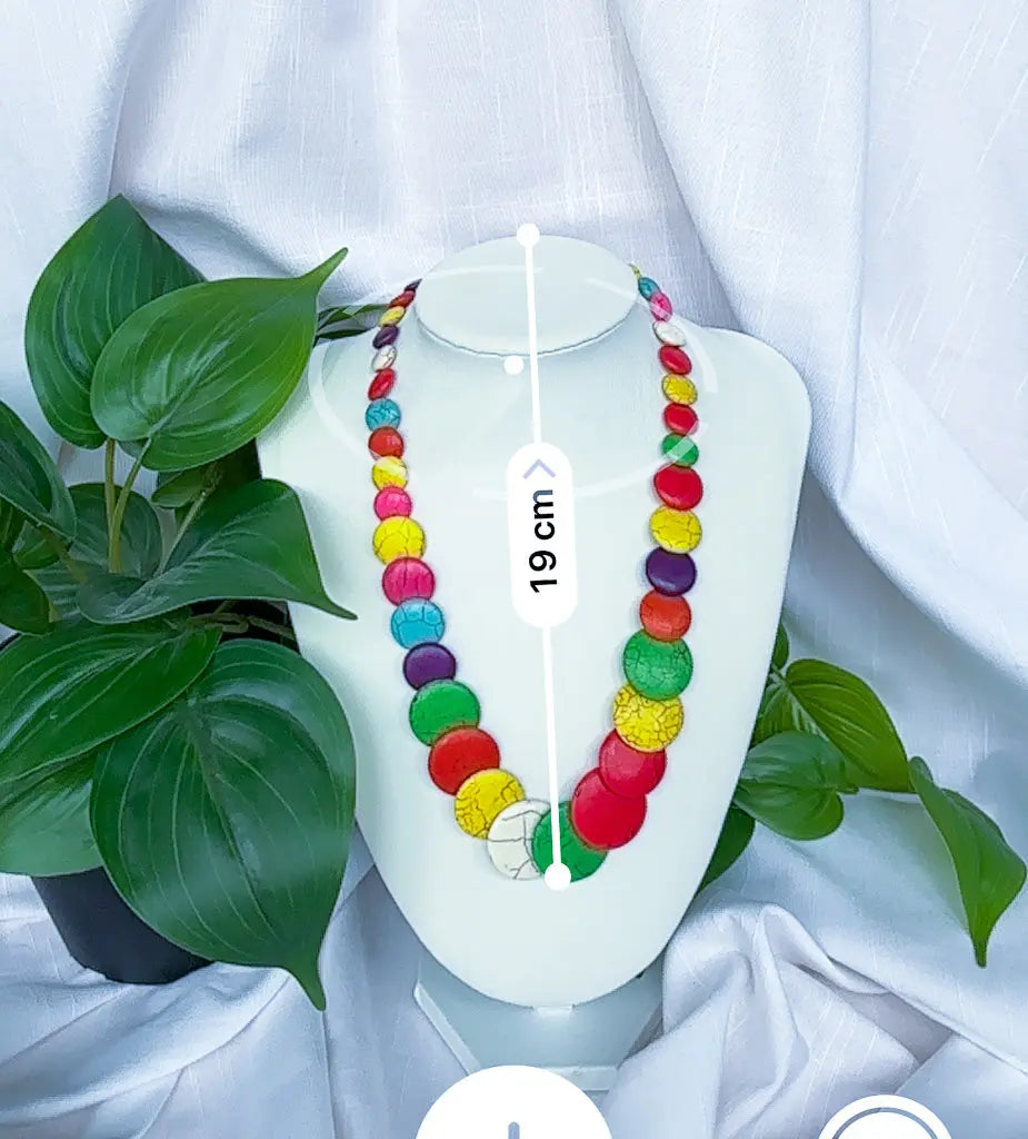 Round crackle rainbow discs beaded necklace - Beadsmith