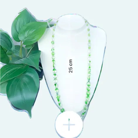 Round Faceted Green and White Crystal Beaded Necklace - Beadsmith