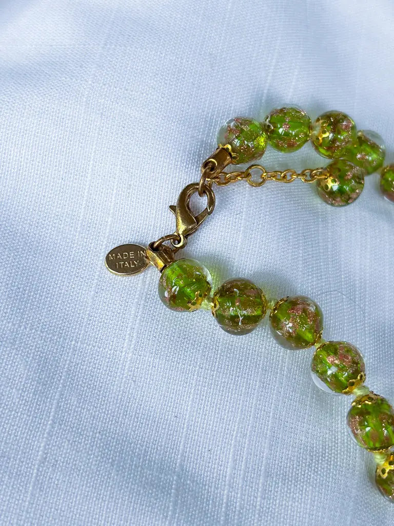 Round green and bronze beaded necklace - Beadsmith