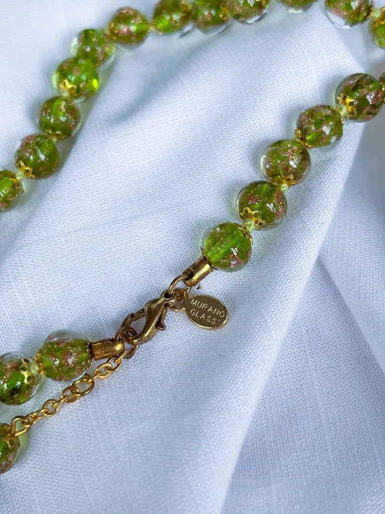Round green and bronze beaded necklace - Beadsmith