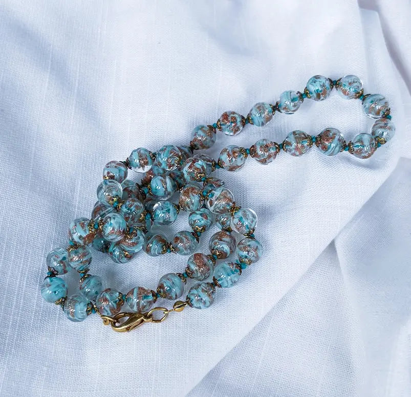 Teal and Bronze glass beaded necklace - Beadsmith