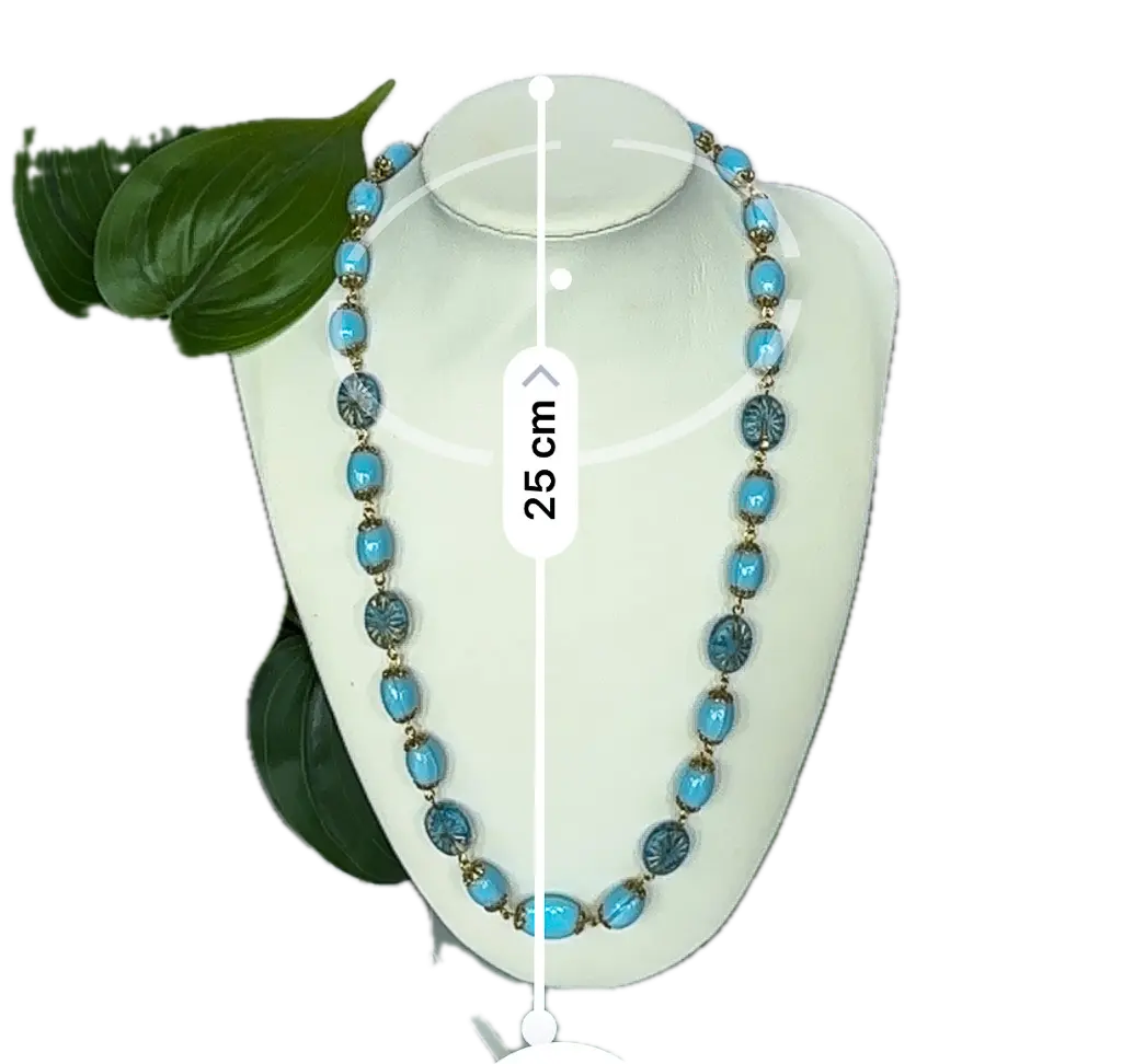 Turqourise blue and gold chunky necklace - Beadsmith